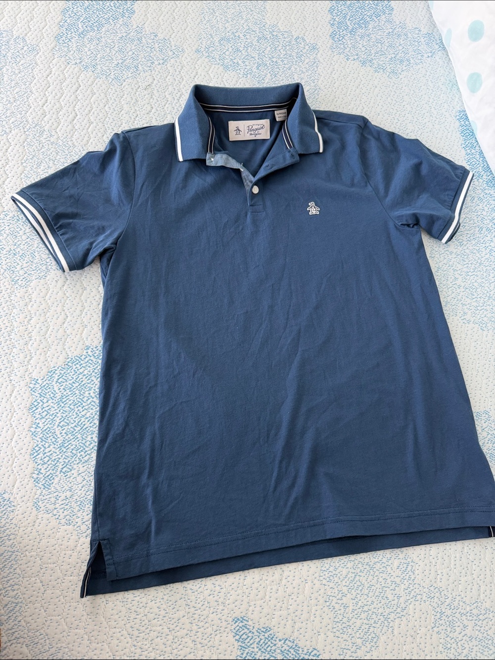 Original Penguin Navy Polo with White Trim.